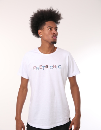 imagem Camiseta Branca - Estampa Preto Chic Colorido