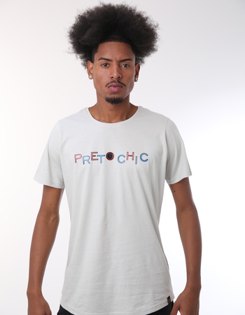 imagem Camiseta Cinza Claro - Estampa Preto Chic Colorido